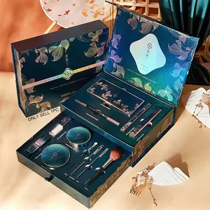 12-piece beauty set, Cosmetic, including air cushion BB cream, makeup powder, lipstick, concealer, eye shadow, mascara, eyeliner pen, eyebrow pencil, makeup brush, high-end gift boxes, gifts for people, holiday gifts