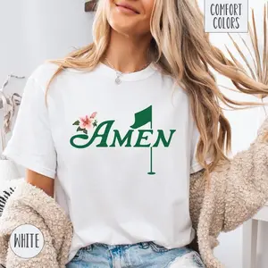 Comfort Colors Masters Golf Amen Shirt, Azalea Pink Golf Tournament Tee, Gift Golf Birthday Party T-shirt, Golf Par Tee Shirt, Women's Gift