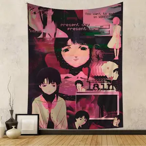 Serial Experiments Lain Cartoon Tapestry Art Science Fiction Room Home Decor Wall Hanging Home Decor poster home decor banner wall art bedroomvalentine's wall decor flags