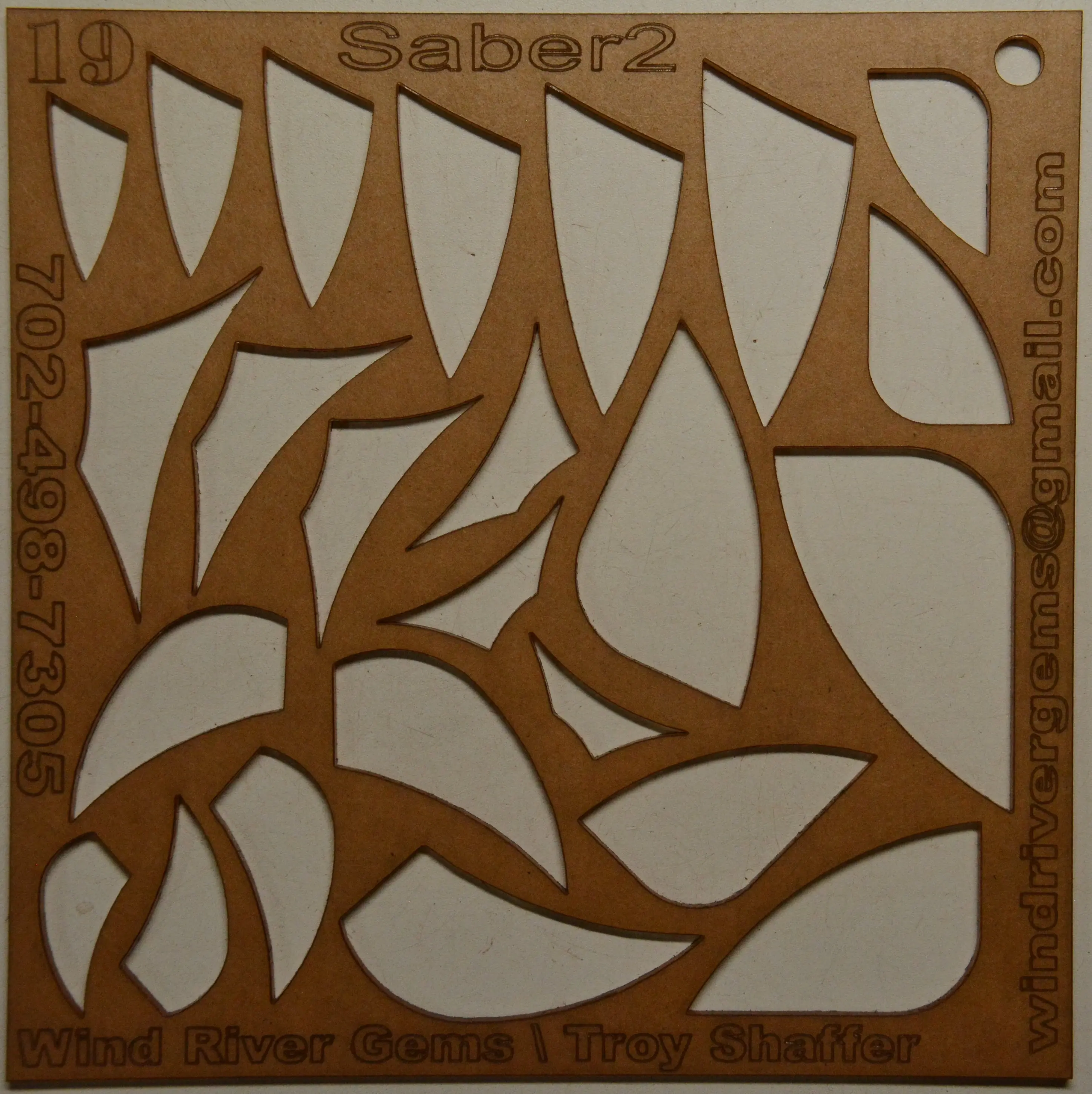 Cabochon Template - Number 19 - Saber 2 - Clear Acrylic - Lapidary