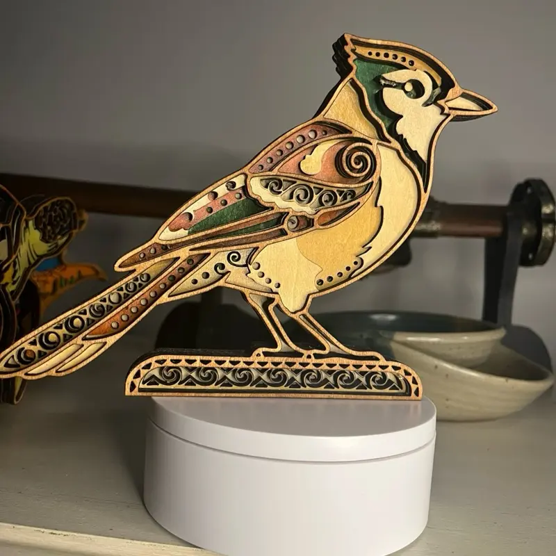 Wooden bird handcrafted decor