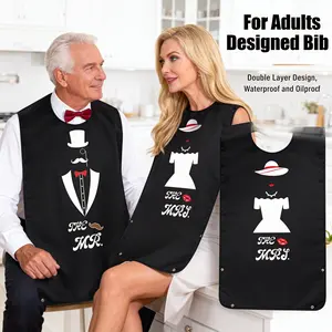Waterproof Bib for Elderly, Large Size Couple Logo Eating Apron, Creative Adult Waterproof Food Bib, Fashionable Western Style Mouth Cover, Easy Cleaning Apron