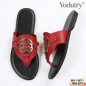 Women’s Metal Buckle Flip Flops |   Summer Flat Sandals Casual Beach Shoes