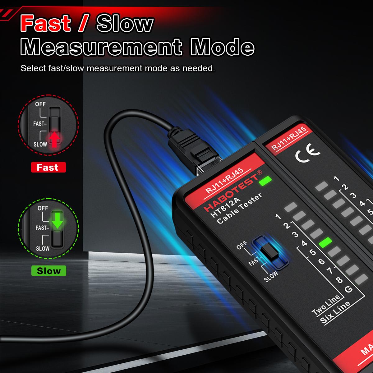 HABOTEST HT812A Multi-Function Network Cable Tester RJ11/RJ45 Dual-Use Type LED Display NC/HDMI Repair Low-Power Portable