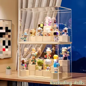 New DIY Doll & Action Figure Display Case, No Assembly Required, Stackable Design, Large Capacity Organizer Cabinet for Action Figures, Collectibles & Blind Box Storage and Display