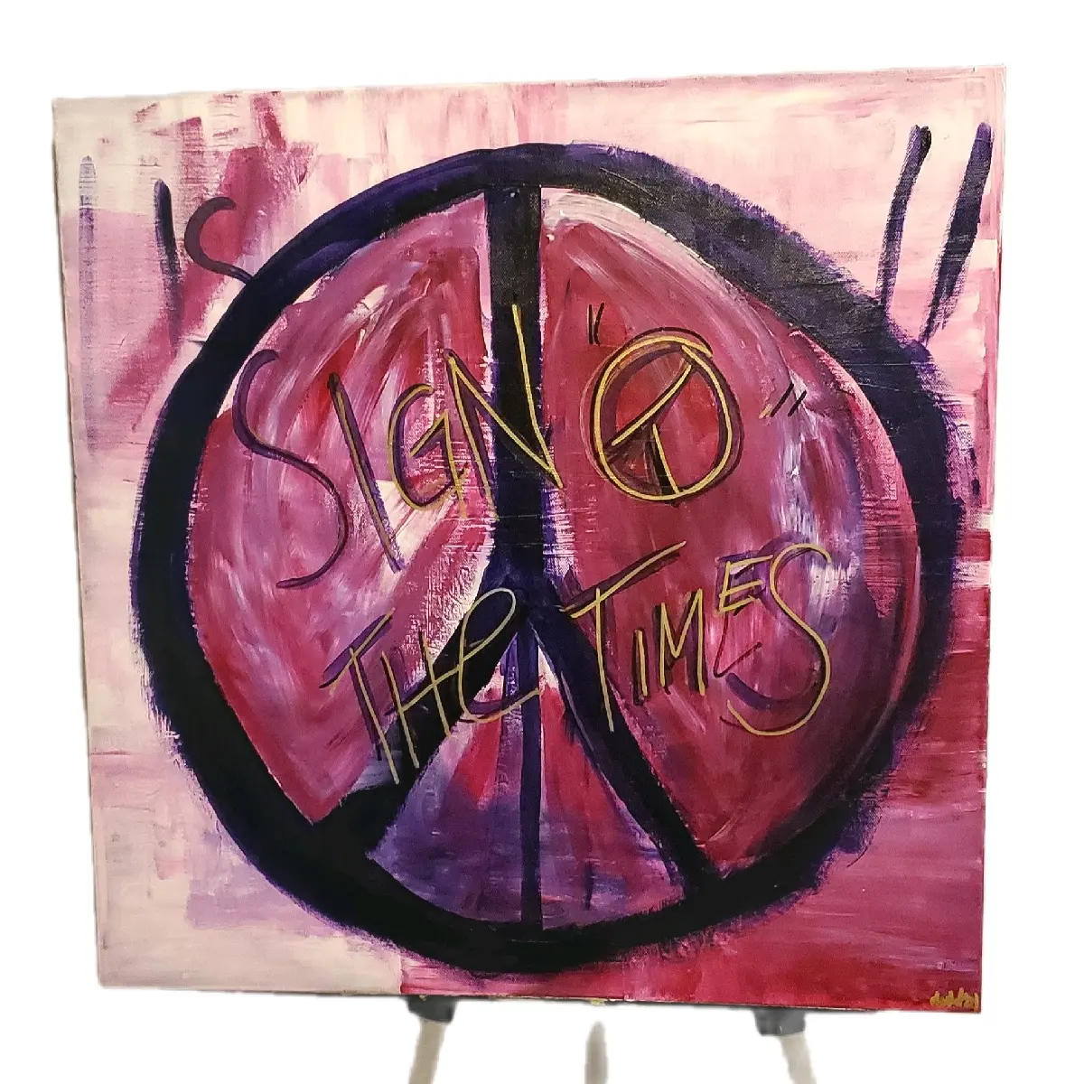 deArt Sign of the Times Acrylic on Canvas 20x20 - Handmade Artwork