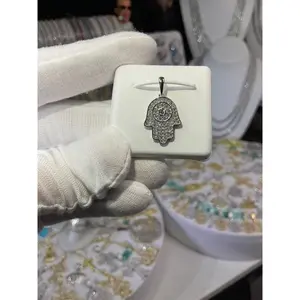 Sterling Silver Moissanite Hamsa Pendant