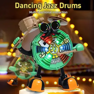 Dancing Jazz Drum-Cartoon robot musical toy with vibrant lights&dynamic music. Swings body, emits realistic drum sounds. Detachable mallets for baby interaction!3+kids get instantly excited, laugh non-stop. Perfect Christmas gift dancing toy kids music