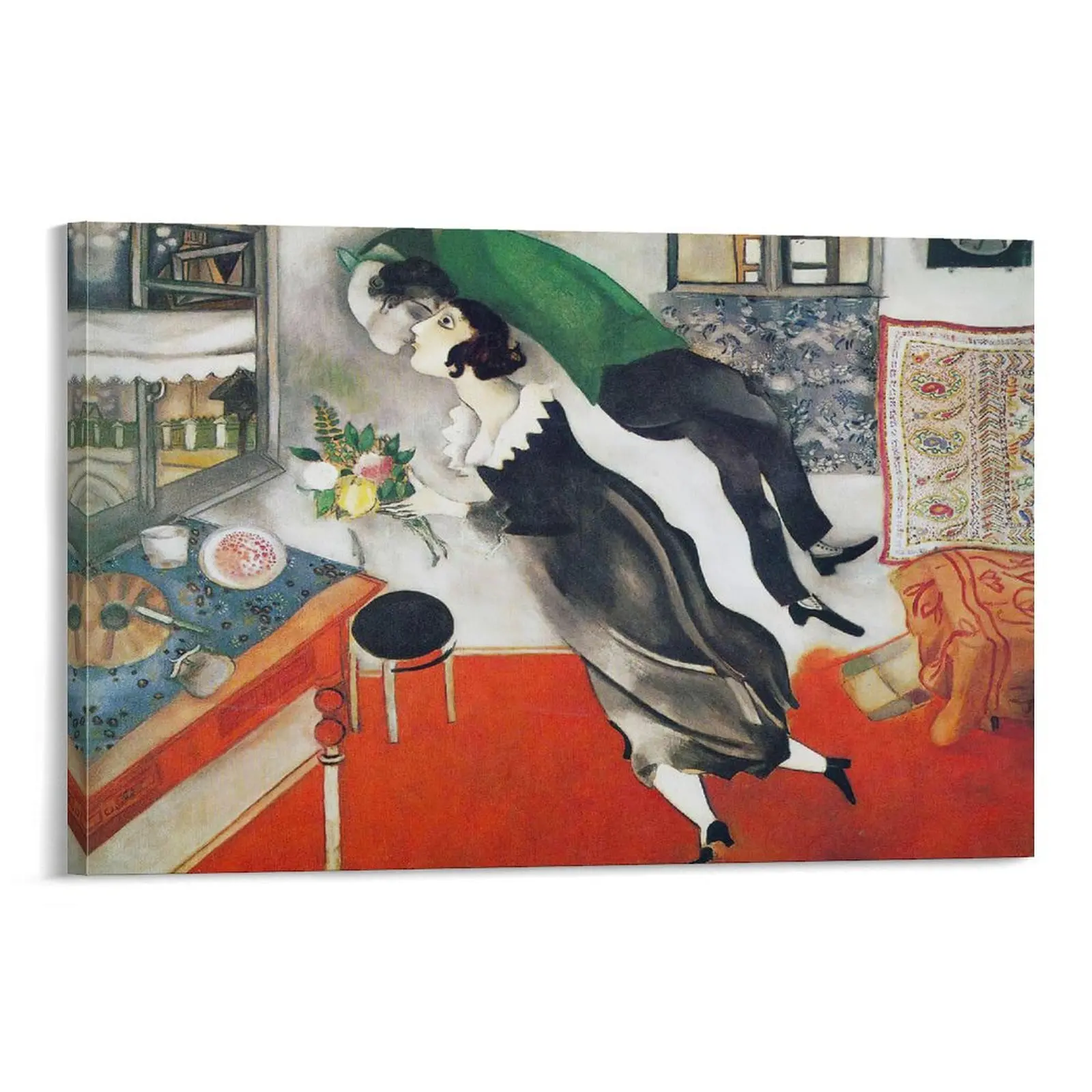 Marcs Chagall's Birthday Canvas Wall Art. Poster of Famous Oil Painting Reproduction. Adds A Touch of Whimsy And Beauty. Canvas Poster Bedroom Decor Sports Landscape Office Room Decor Gift Frames Ornaments Artistic Decoration Photo Print