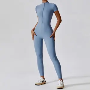 2026 New Yoga Set, Women's Jumpsuit, One-Piece Sportswear, Zipper Short Sleeve, Fitness and Hip-Lifting, Long-Sleeved Shapewear Jumpsuit