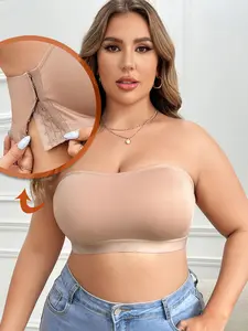 Women'S Strapless Bra With Tummy Control, Wire-Free Anti-Slip Side Clasp Bra, Seamless Padded Strapless Invisible Bra, Safe And Secure, Thin, Comfortable And Breathable Wire-Free Underwear.Plus-Size Underwear