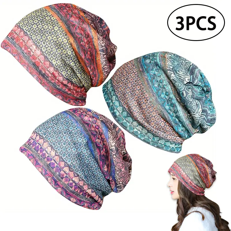 3pcs Women's Elegant Stylish Baggy Slouchy Beret Chemo Hat Cap Scarf - Soft, Comfortable, Breathable Fabric - Lighter Lighter Accessories for Cancer Patients Everyday Wear Perfect Gift for Women