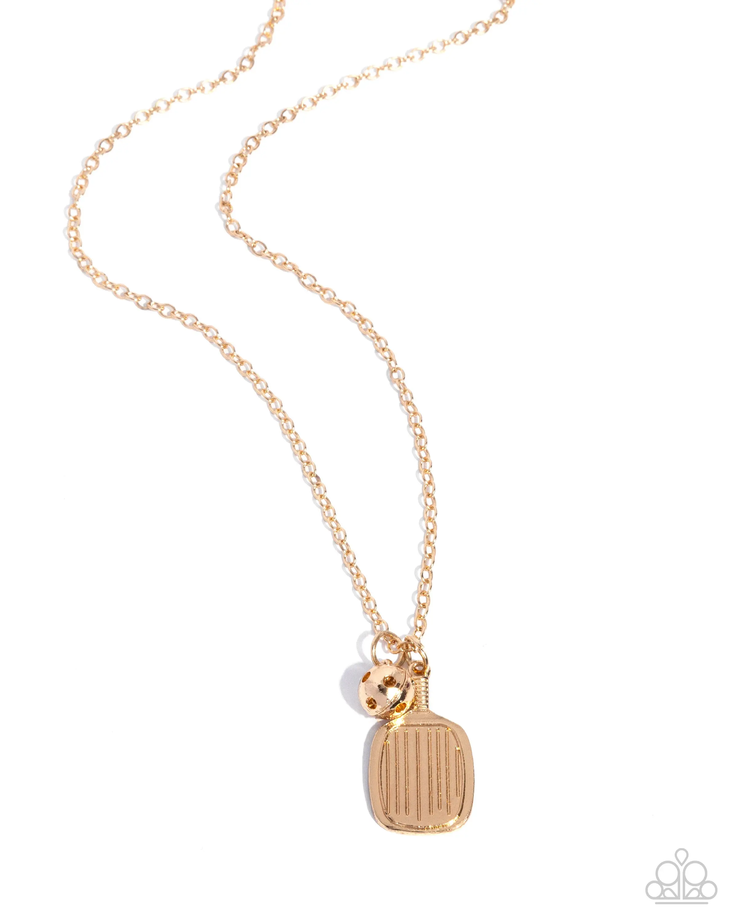 Pickleball Prize - Gold Sports Pendant Short Necklace - Paparazzi