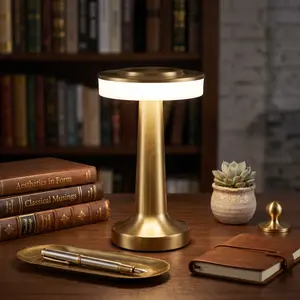 Gold Cordless Table Lamp - Cute Eye-Caring,Touch Control, 3-Color Dimmable, Rechargeable with Charging Tip Light, Portable, Soft Glow No Glare, Safe Nursery Decor for Baby Toddlers Vintage