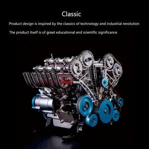 Razordon V8 Engine Model Kit that Works - Build Your Own V8 Engine - TECHING 1: 3 Full Metal V8 Car Engine Model Kit 500+Pcs