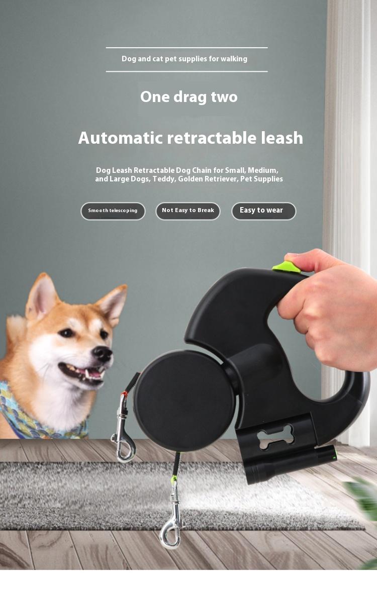 2-in-1 Adjustable Retractable Dog Leash Stretchable Traction Rope for Small to Medium Dogs Ideal Outdoor Walking Solution Retractable Design Versatile for Training and Walks swivel head Double Leash with Self-Shrinking Feature Waterproof Raised Rotating