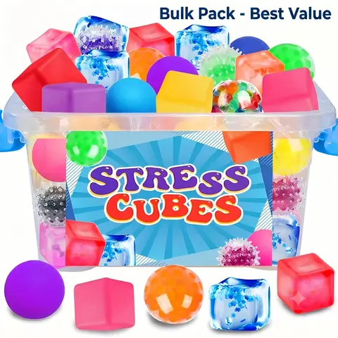 20-Piece Mini Squishy Cubes Set - Quiet Slow-Rise TPR Sensory Stress Reliever, 1.2in Portable Fidget Cubes for Kids Party Favors, Classroom Rewards, Office Desk Decompression Tools (Random Colors)