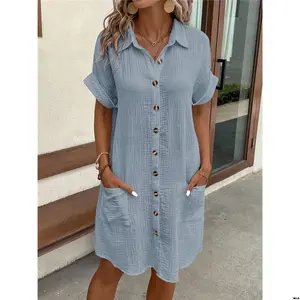 Dress Loose Shirt Sleeve Bat Solid Color Women Summer LUNE