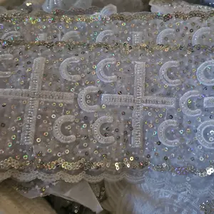 Lace Trimmings for Fabric with Sequin Embellishments and Intricate Patterns for Crafting and Sewing Projects