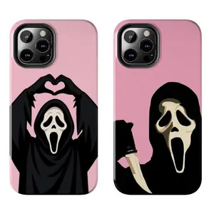 Cute Ghost Face Phone Case, Pink Horror Scary Movie Aesthetic Phone Case, Trending Phone Cases Phone Cover Hard Case Tough Phone Case