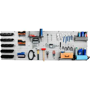 Wall Control B1296747 Metal Pegboard Master Workbench Kit, Gray & Black - Heavy Duty Tool Board Storage, 60 lbs Capacity, Industrial Grade Tool Storage Solution, 96x32x9 in, Maximum Pegboard Versatility