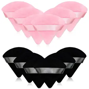 8 Pcs Cotton Powder Puff Face, Triangle super soft for Both dry and wet Makeup Setting/Concealer/Loose and Body Powder/Foundation/Blush Makeup Sponge Set (Pink)