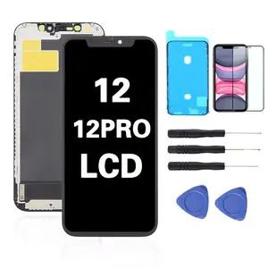 For iPhone 12/12 Pro LCD Screen Replacement 6.1-inch LCD Display Replacement: Frame Assembly, LCD Display, Touchscreen Panel with Touch Functionality Includes Repair Tool Kit, Tempered Glass Protective Film, and Sealant Accessories, Screen Protector