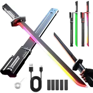 Lightsaber 31.5" Spark Sword with Mist Hit Sound, 8 Color Light Up Cyberpunk Swords Toy, for Cosplay, Dueling, Party