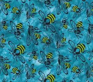 Fabric Northcott Turquoise Bees Buzzy Bee Banyan Batiks by the Quarter Yard 83640-62