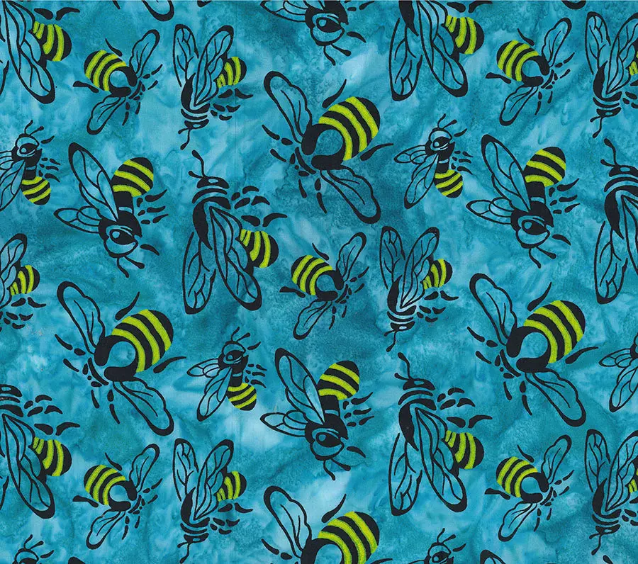 Fabric Northcott Turquoise Bees Buzzy Bee Banyan Batiks by the Quarter Yard 83640-62