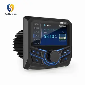 4.1in Waterproof Marine Stereo - Audio MP4/MP5 Video Player, FM/AM Radio, Bluetooth Music, Subwoofer Compatible for UV Golf Cars, Easy-to-Use, 7-Color Display, Spotify & Apple Pandora Accessible