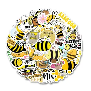 54 Cute Bee Pattern Waterproof Stickers, Car Water Bottle Luggage Phone Laptop Decals, Adorable Decorative Stickers for Various Surfaces