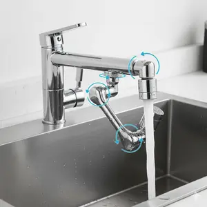 Universal Kitchen Faucet Extender with Flexible Gooseneck, Splash-Free Rotating Adapter, Multi-Angle Adjustable Spray Nozzle and Aerator, Tool-Free Installation Water-Saving Filter, Sink Extension for Dishwashing