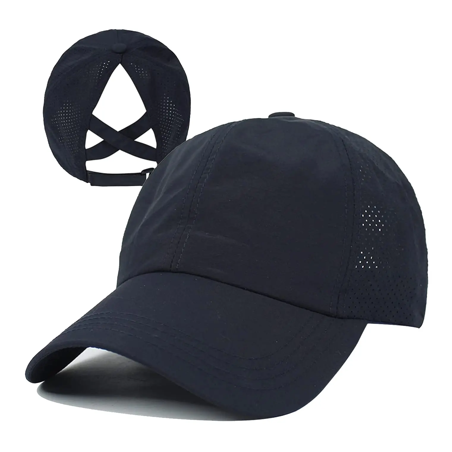 Women's Adjustable Criss Cross Ponytail Baseball Cap - Quick-Drying, Messy Bun-Friendly Adjustable Cap for Running, Outdoor Activities - Sports Outdoor Hat, Adjustable Caps, Baseball Cap Adjustable
