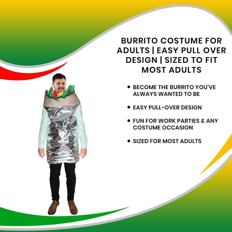 Burrito Costume For Adults | Easy Pull Over Design | Sized To Fit Most Adults
