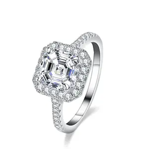 #29（Asscher Cut）925 Sterling Silver Synthetic Moissanite Ring