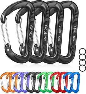 Carabiner Clip Heavy Duty 2697lbs, 4 PCS 3" Large Lightweight Aluminum Caribeaners with Keychain Hook Ring