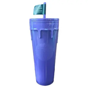 Starbucks Tumbler GLOW-IN-THE-DARK PURPLE SLIME DRIP 24oz VENTI COLD CUP