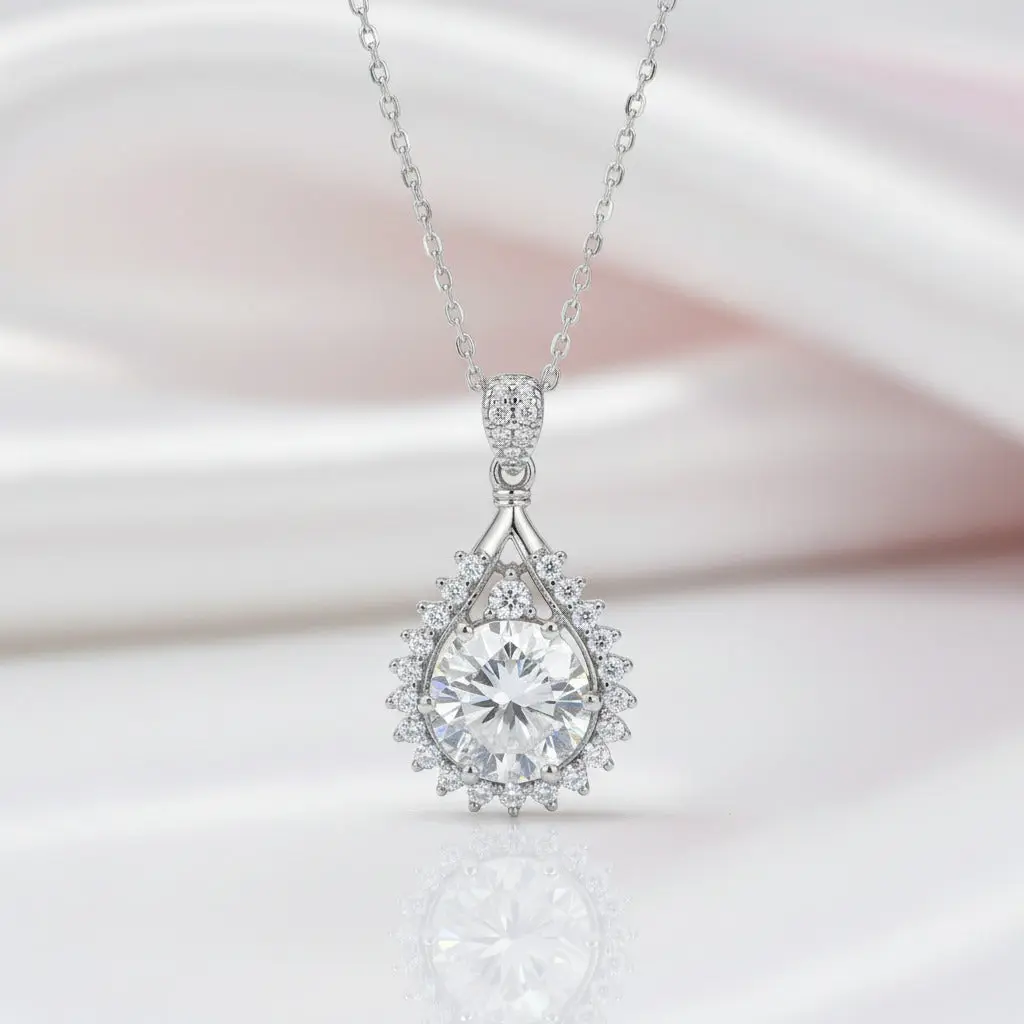 2.0 Ct Diamond Option Water Drop Shaped Pendant Necklace
