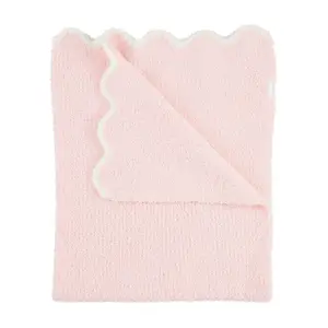 Pink Scallop Chenille Blanket