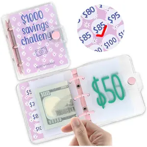$1000 Savings Challenge Binder Money Saving Envelope Challenge Mini Budget Binder with Cash Envelopes Reusable Budget Book with Cash Envelopes Envelope Savings Challenge