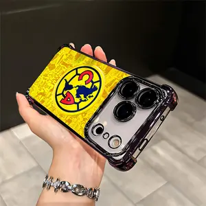 Club American Pattern Luxurious Yellow Mexico Aesthetic Electroplated TPU Casing For iphone 17 16 15 14 13 12 11 PRO PLUS MAX AIR L1706 Four Corners Anti-Fall Transparent Casual Soft Silicone Drop Protector Vintage unique Anti-scratch Phone Cases