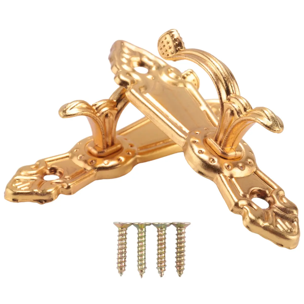 Gold Tone Metal Curtain Tassel Tie Back Rope Accessory with 2 Screw-Mount Wall Hooks & Mini Curtain Hook, Hangable Easy-to-Use Wall-Mount Mini Sized Products for Living Room, Bedroom (Includes Random Screws)