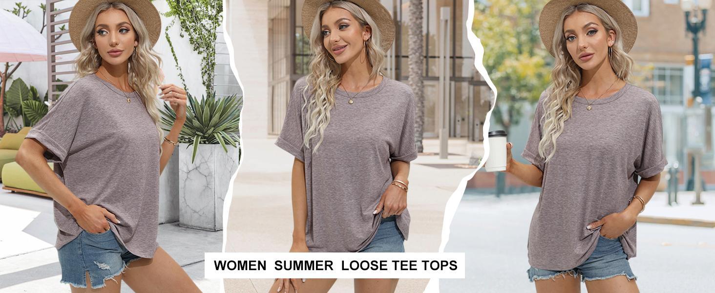 Cicy Bell Women's Oversized Short Sleeve T-Shirt - Summer Casual, Loose Streetwear Tops with Minimalist, Basic, Simple Design