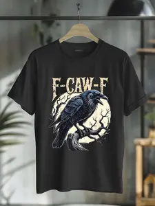 100% Cotton F-CAW-F Raven Funny Crow Pun Retro Gothic Aesthetic T-Shirt