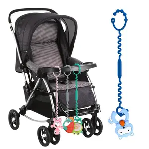 Silicone Baby Teether Strap, 5 Counts Adjustable Baby Teether Toy Strap, Baby Teething Relief Toy Straps for Stroller, High Chair, Car Seat, Sensory Teether