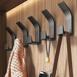 Wall Mounted Hook, 5 Counts Reusable Self Adhesive Wall Hook, Easy To Install & Remove Hook for Hanging Clothes, Hat, Bag, Kitchen, Bathroom and Office