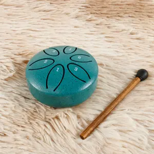 Rain Drum for Outdoor 3 Inch Steel Tongue Drum Rain Chime 6 Note Rain Drum Instrument Soothing Sound Steel Tongue Drum Mini Rain Drum with Drum Mallet for Yoga Meditation Camping Music Enlightenment