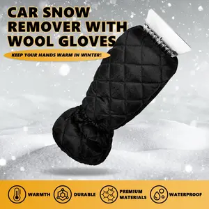 Car Windshield Snow Removal Tool with Gloves, Windproof & Waterproof Ice Scraper Mitt, Winter Car Ice Shovel for Frost, Snow, and Ice Cleaning, Warm Fleece-Lined Gloves for Easy Car Window Deicing, Essential Winter Auto Accessory