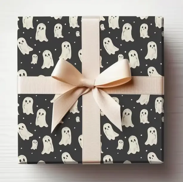 Halloween Wrapping Paper Cute Ghost Wrapping Paper Gothic Gift Wrapping Spooky Wrapping Paper Modern Ghosts Gift Wrap